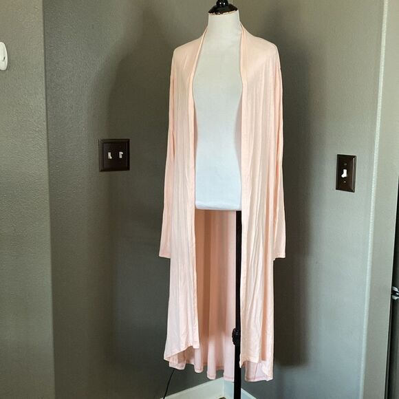 pogtmm SOFT PINK cardigan MAXI LENGTH Open Front - Picture 1 of 8